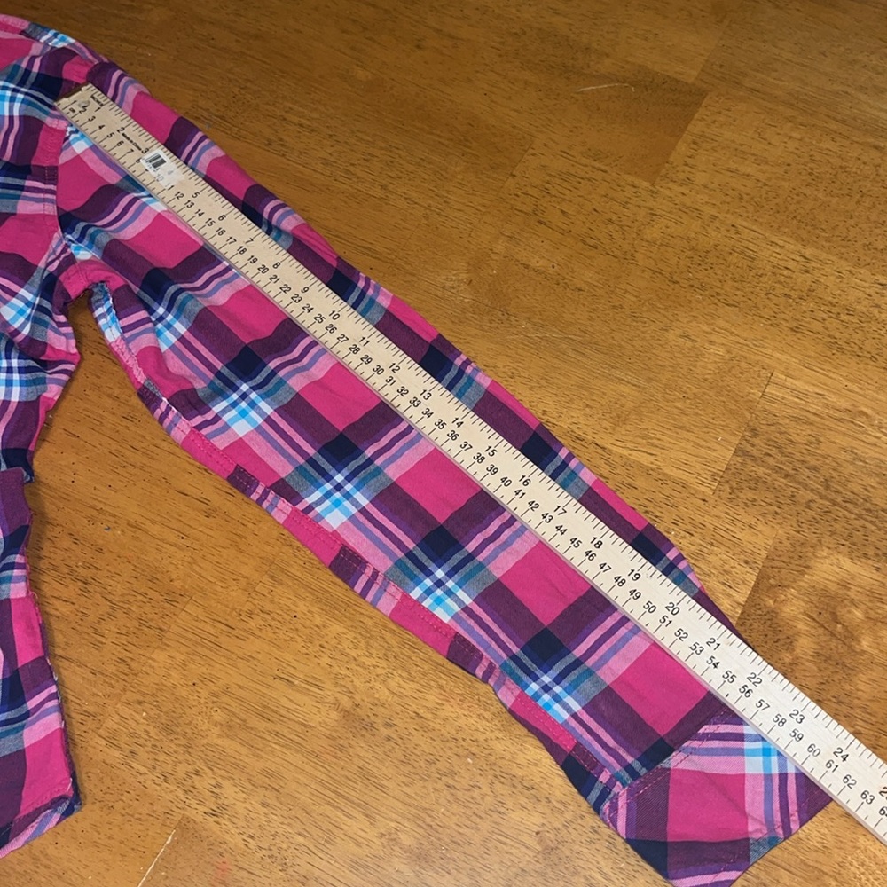 Aeropostale Plaid Button Down Shirt Pink Blue Womens XL - Picture 12 of 12